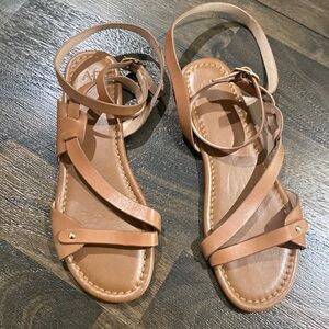 AD & DAUGHTERS Walnut Brown Low Sandals vero cuoio 9.5 leather wrap sandals